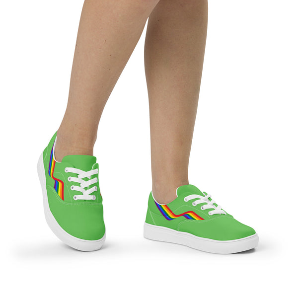 Original Gay Pride Colors Green Lace-up Shoes - Women Sizes