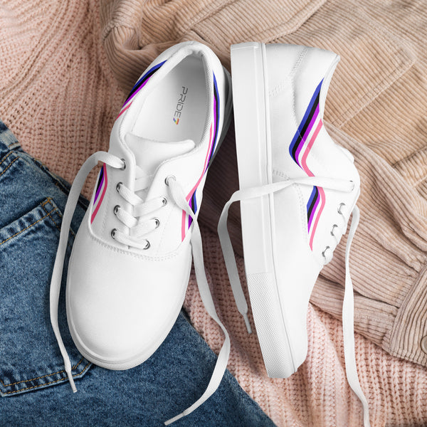 Original Genderfluid Pride Colors White Lace-up Shoes - Women Sizes
