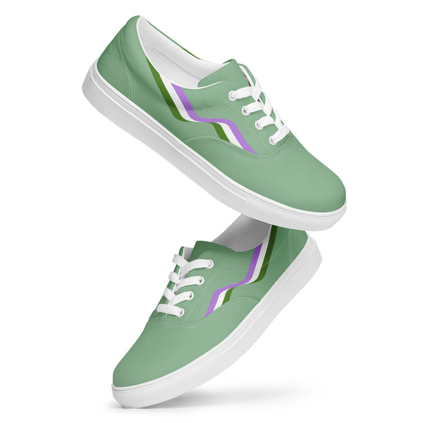 Original Genderqueer Pride Colors Green Lace-up Shoes - Women Sizes