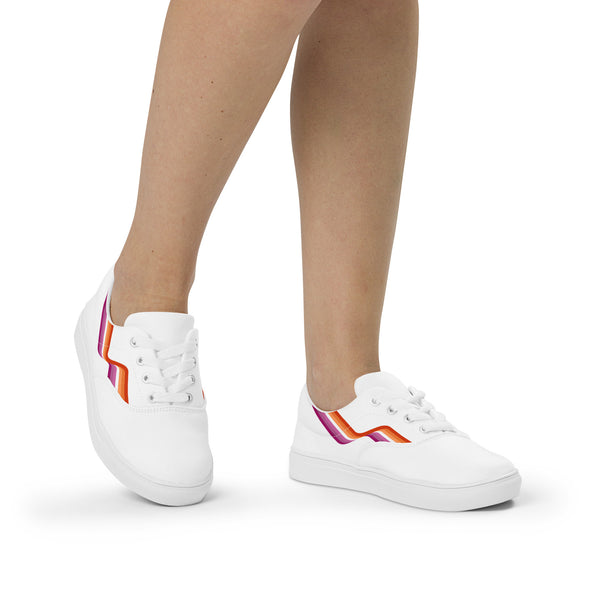 Original Lesbian Pride Colors White Lace-up Shoes - Women Sizes