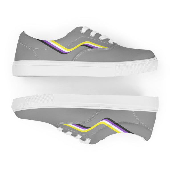 Original Non-Binary Pride Colors Gray Lace-up Shoes - Women Sizes