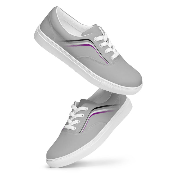 Trendy Asexual Pride Colors Gray Lace-up Shoes - Women Sizes