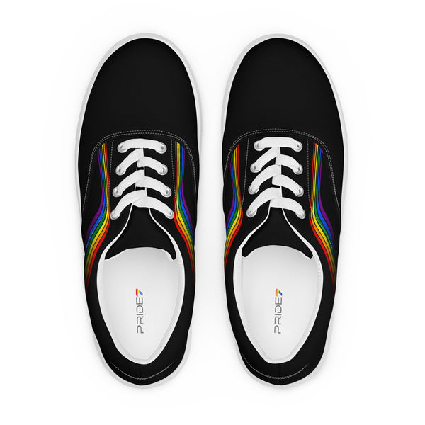 Trendy Gay Pride Colors Black Lace-up Shoes - Women Sizes