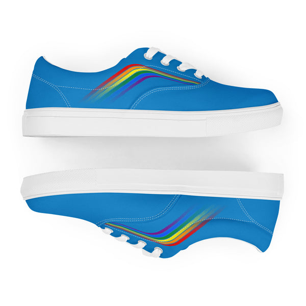 Trendy Gay Pride Colors Blue Lace-up Shoes - Women Sizes