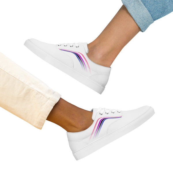 Trendy Genderfluid Pride Colors White Lace-up Shoes - Women Sizes