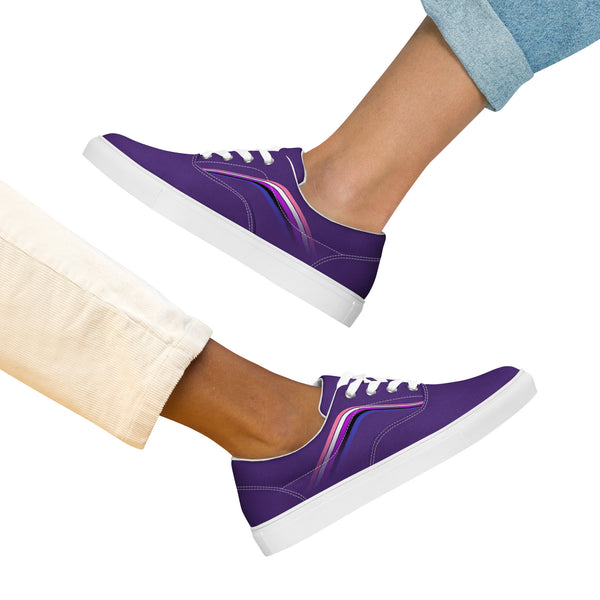 Trendy Genderfluid Pride Colors Purple Lace-up Shoes - Women Sizes