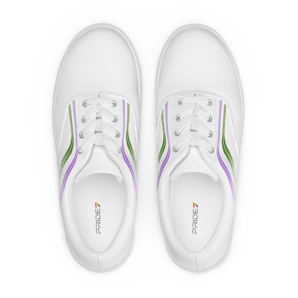 Trendy Genderqueer Pride Colors White Lace-up Shoes - Women Sizes
