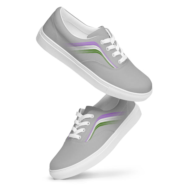 Trendy Genderqueer Pride Colors Gray Lace-up Shoes - Women Sizes