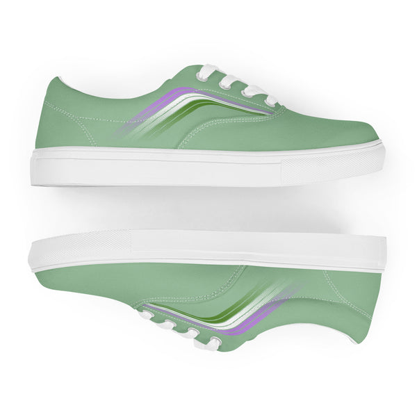 Trendy Genderqueer Pride Colors Green Lace-up Shoes - Women Sizes