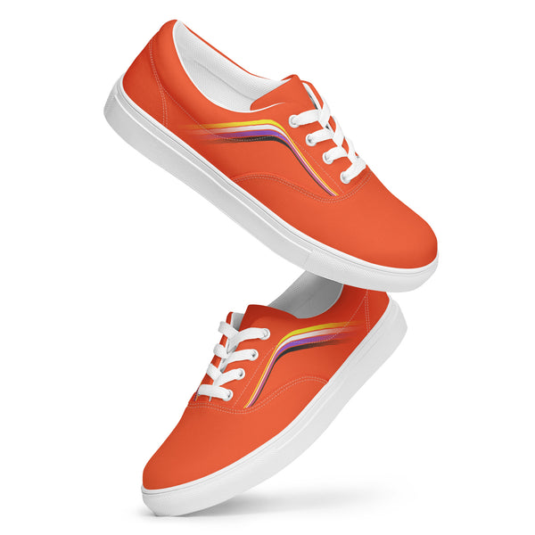 Trendy Non-Binary Pride Colors Orange Lace-up Shoes - Women Sizes