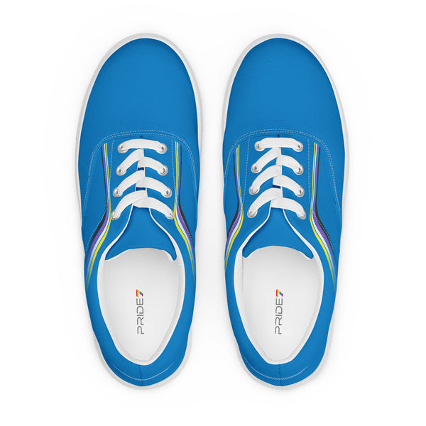 Trendy Non-Binary Pride Colors Blue Lace-up Shoes - Women Sizes
