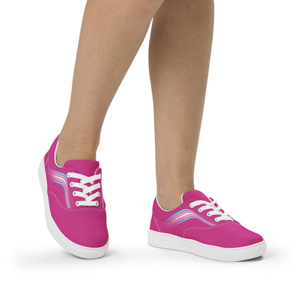 Trendy Transgender Pride Colors Pink Lace-up Shoes - Women Sizes