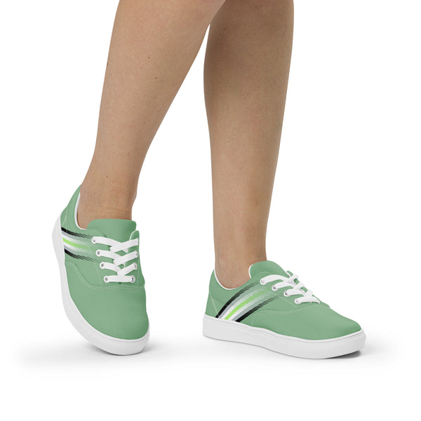 Agender Pride Colors Modern Green Lace-up Shoes - Women Sizes