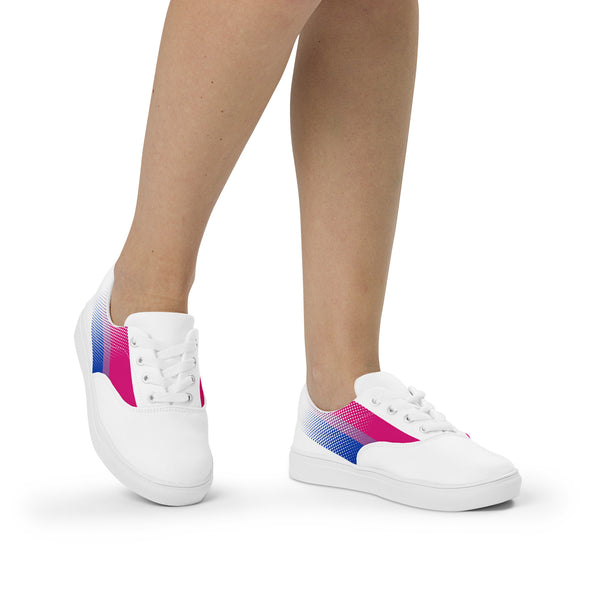 Bisexual Pride Colors Original White Lace-up Shoes - Women Sizes