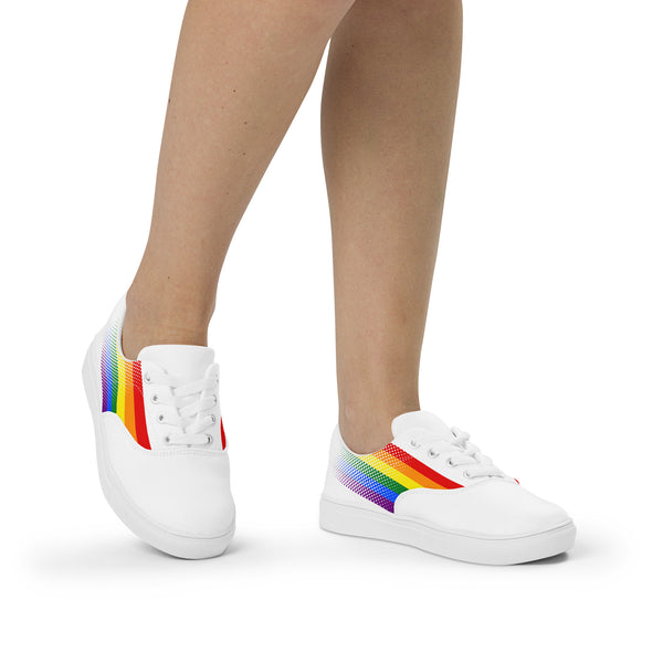 Gay Pride Colors Original White Lace-up Shoes - Women Sizes
