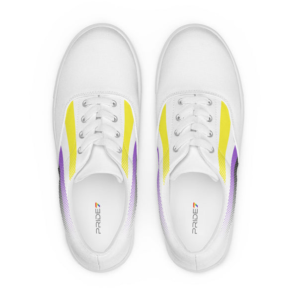 Non-Binary Pride Colors Original White Lace-up Shoes - Women Sizes