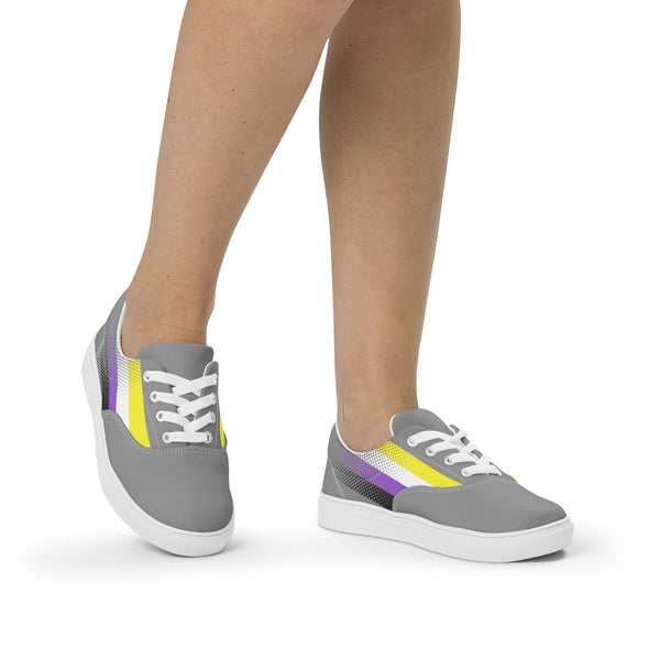 Non-Binary Pride Colors Original Gray Lace-up Shoes - Women Sizes