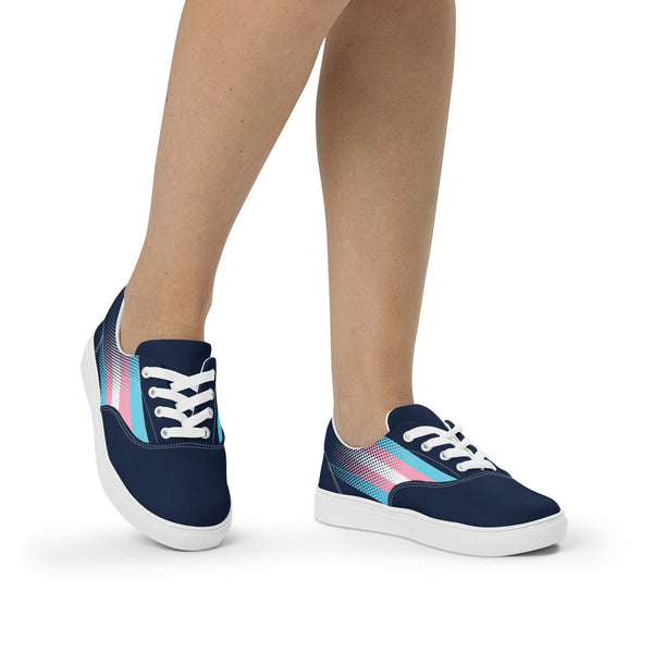 Transgender Pride Flag Navy Lace-up Shoes