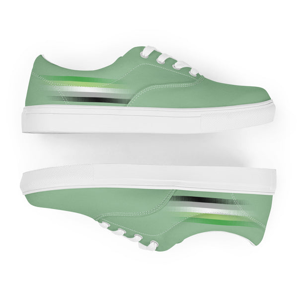 Casual Aromantic Pride Colors Green Lace-up Shoes - Women Sizes