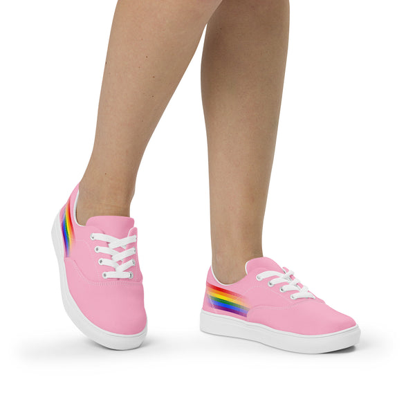 Casual Gay Pride Colors Pink Lace-up Shoes - Women Sizes