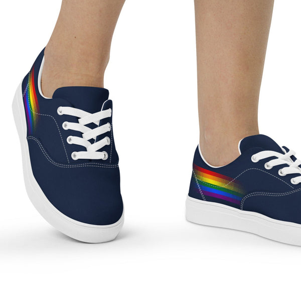 Casual Gay Pride Colors Navy Lace-up Shoes - Women Sizes