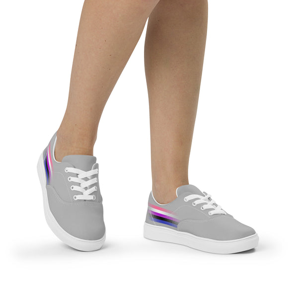 Casual Genderfluid Pride Colors Gray Lace-up Shoes - Women Sizes