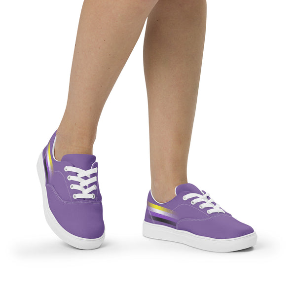 Casual Non-Binary Pride Colors Purple Lace-up Shoes - Women Sizes
