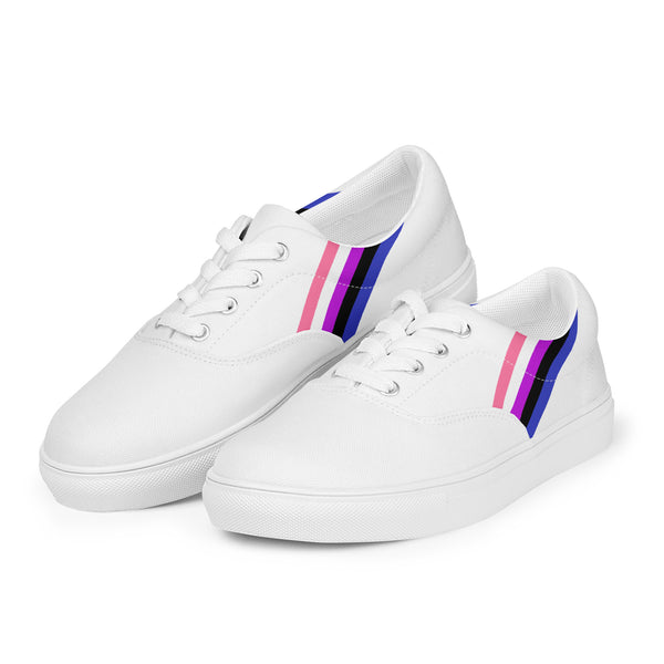 Classic Genderfluid Pride Colors White Lace-up Shoes - Women Sizes