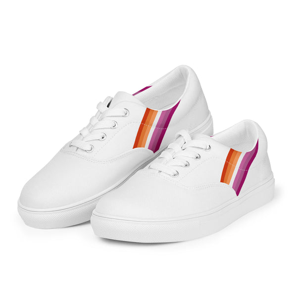 Classic Lesbian Pride Colors White Lace-up Shoes - Women Sizes