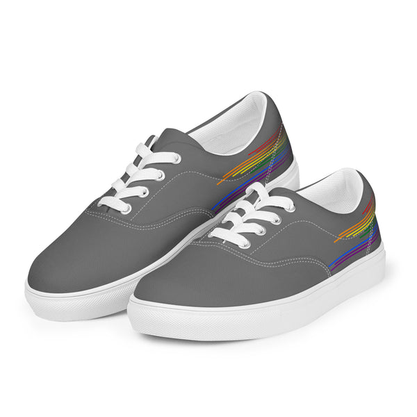 Modern Gay Pride Colors Gray Lace-up Shoes - Women Sizes