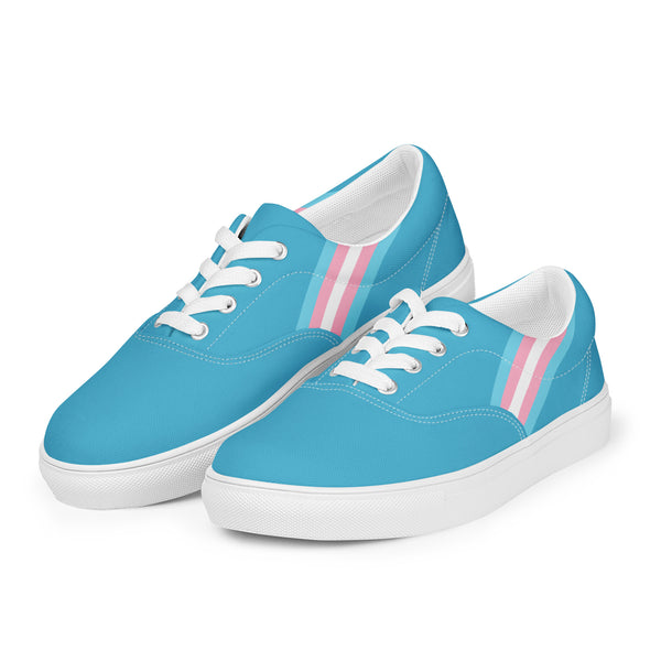 Classic Transgender Pride Colors Blue Lace-up Shoes - Women Sizes
