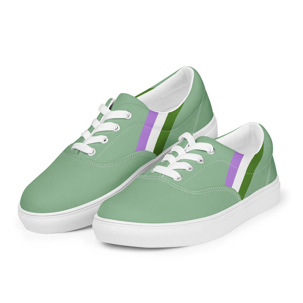 Classic Genderqueer Pride Colors Green Lace-up Shoes - Women Sizes