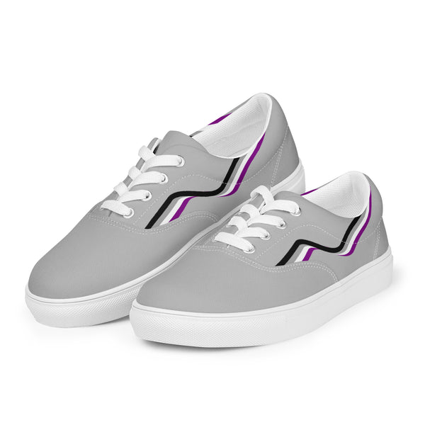 Original Asexual Pride Colors Gray Lace-up Shoes - Women Sizes