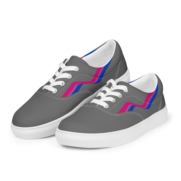 Original Bisexual Pride Colors Gray Lace-up Shoes - Women Sizes