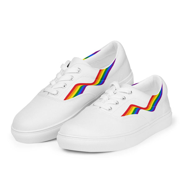 Original Gay Pride Colors White Lace-up Shoes