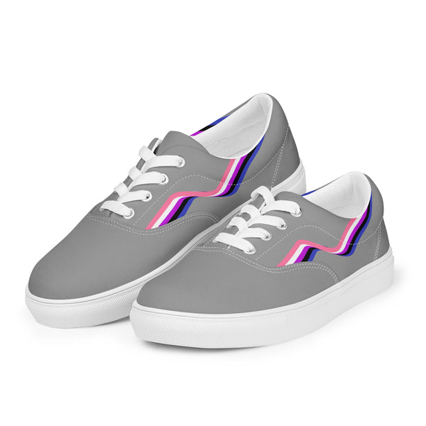 Original Genderfluid Pride Colors Gray Lace-up Shoes - Women Sizes