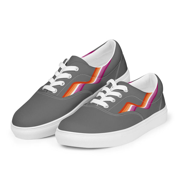 Original Lesbian Pride Colors Gray Lace-up Shoes - Women Sizes