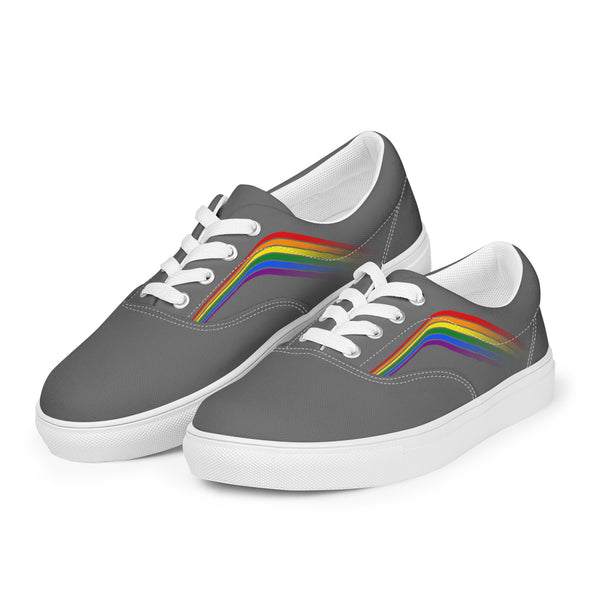 Trendy Gay Pride Colors Gray Lace-up Shoes - Women Sizes