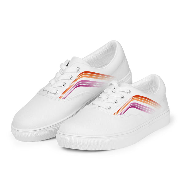 Trendy Lesbian Pride Colors White Lace-up Shoes - Women Sizes