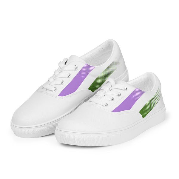 Genderqueer Pride Colors Original White Lace-up Shoes - Women Sizes