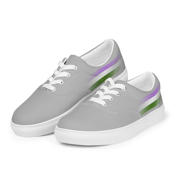 Casual Genderqueer Pride Colors Gray Lace-up Shoes - Women Sizes