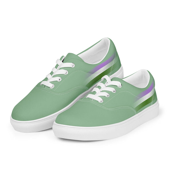 Casual Genderqueer Pride Colors Green Lace-up Shoes - Women Sizes