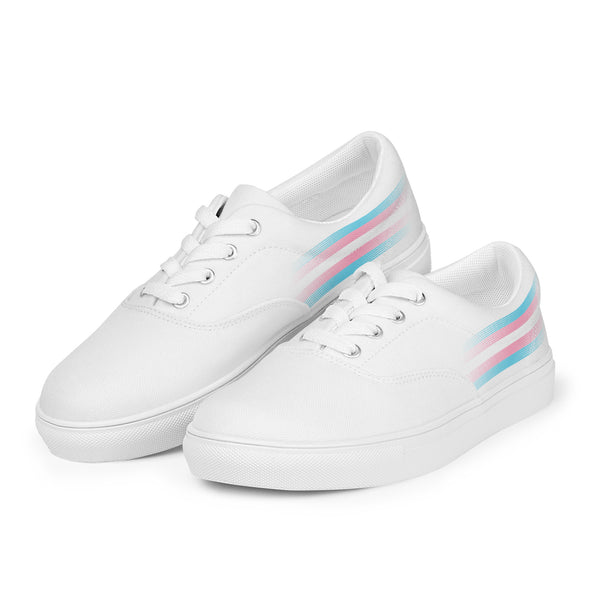 Casual Transgender Pride Colors White Lace-up Shoes - Women Sizes