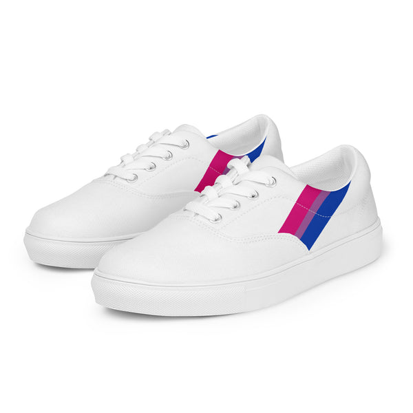 Classic Bisexual Pride Colors White Lace-up Shoes - Women Sizes