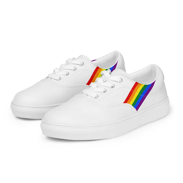 Classic Gay Pride Colors White Lace-up Shoes