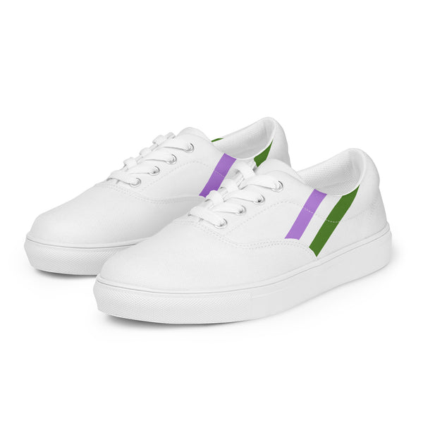 Classic Genderqueer Pride Colors White Lace-up Shoes - Women Sizes