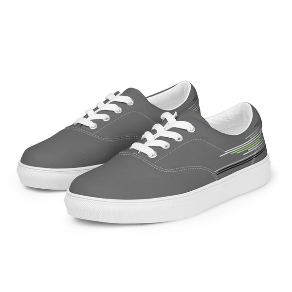 Modern Agender Pride Colors Gray Lace-up Shoes - Women Sizes