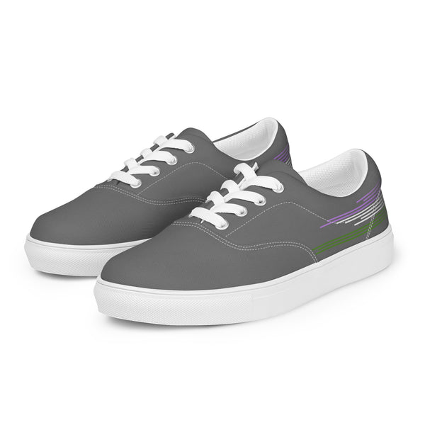 Modern Genderqueer Pride Colors Gray Lace-up Shoes - Women Sizes