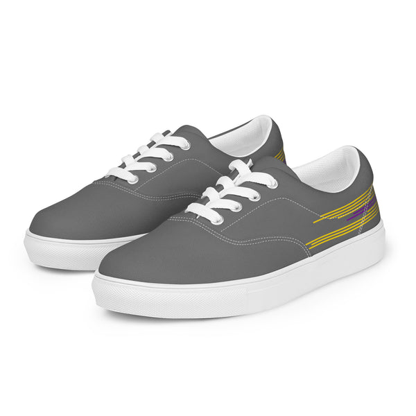Modern Intersex Pride Colors Gray Lace-up Shoes - Women Sizes