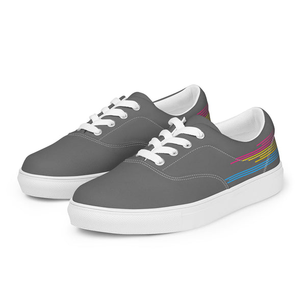 Modern Pansexual Pride Colors Gray Lace-up Shoes - Women Sizes